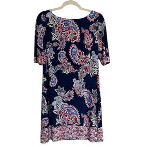 Eliza J Navy Paisley Print Dress. Size 6 Petite.